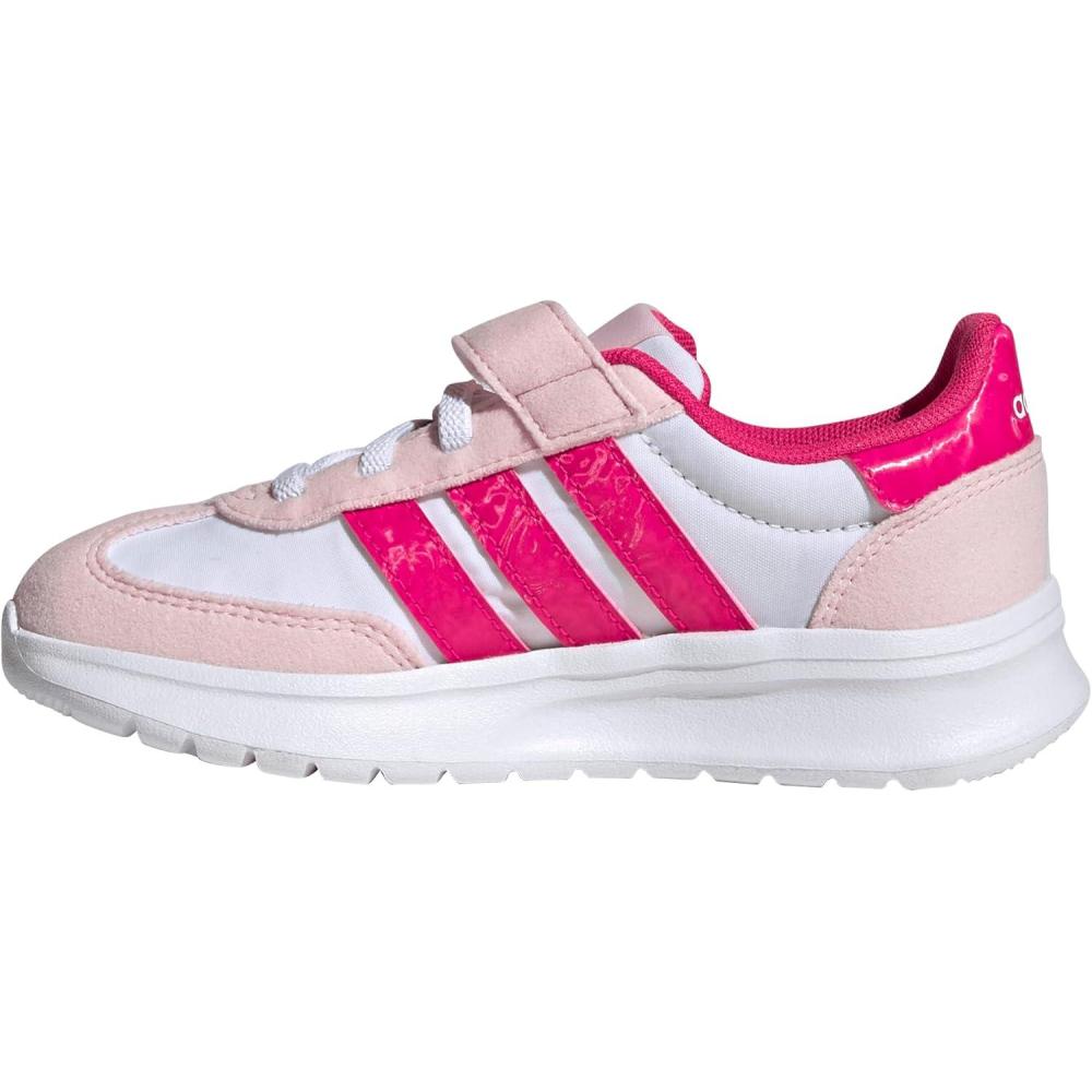 imageAdidas UnisexChild Run 70s 20 Elastic Lace ampamp StrapWhiteShock PinkClear Pink