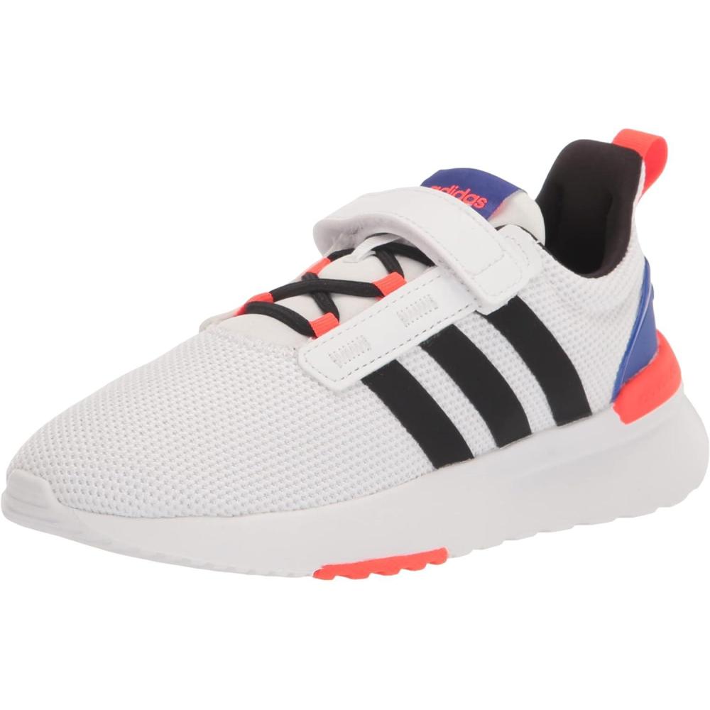 imageadidas UnisexChild Racer TR21 Running ShoeWhiteBlackLucid Blue Cross Strap