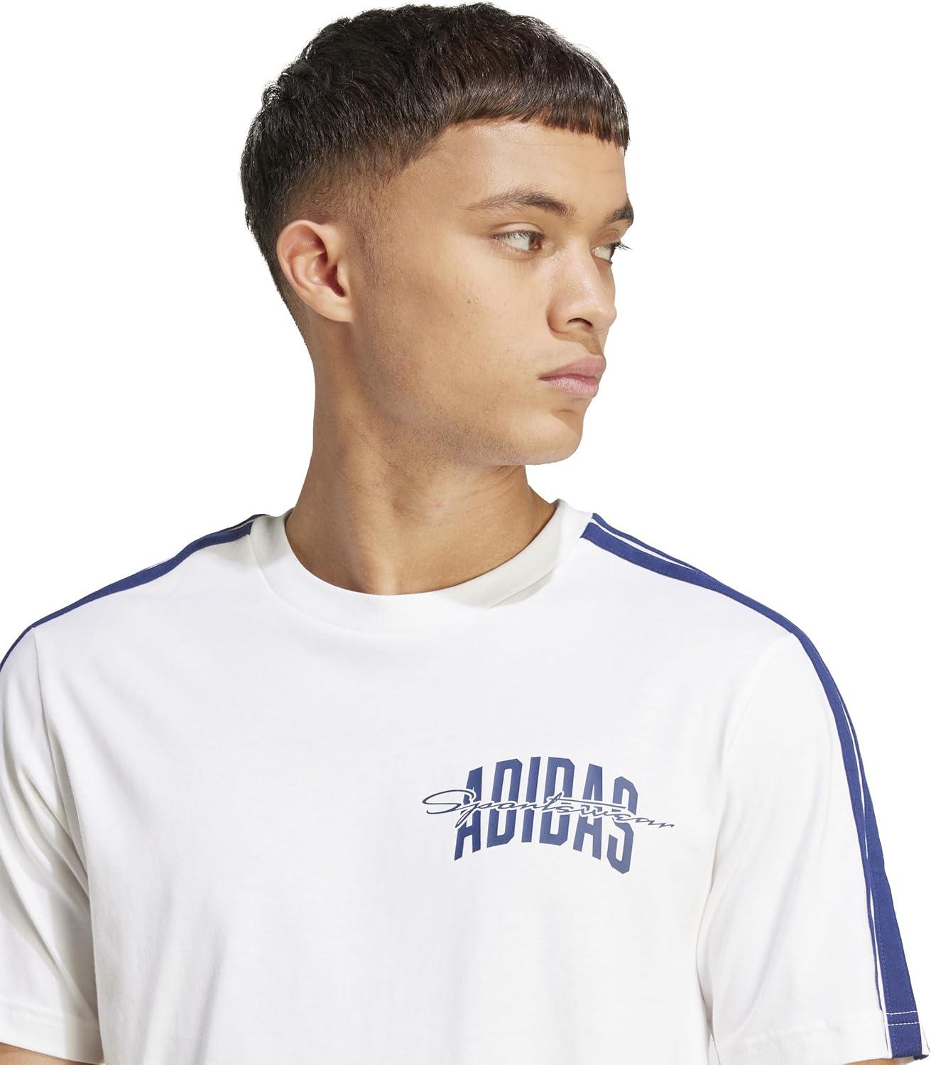 imageAdidas Mens Codes Collegiate Graphic TShirtWhiteScript