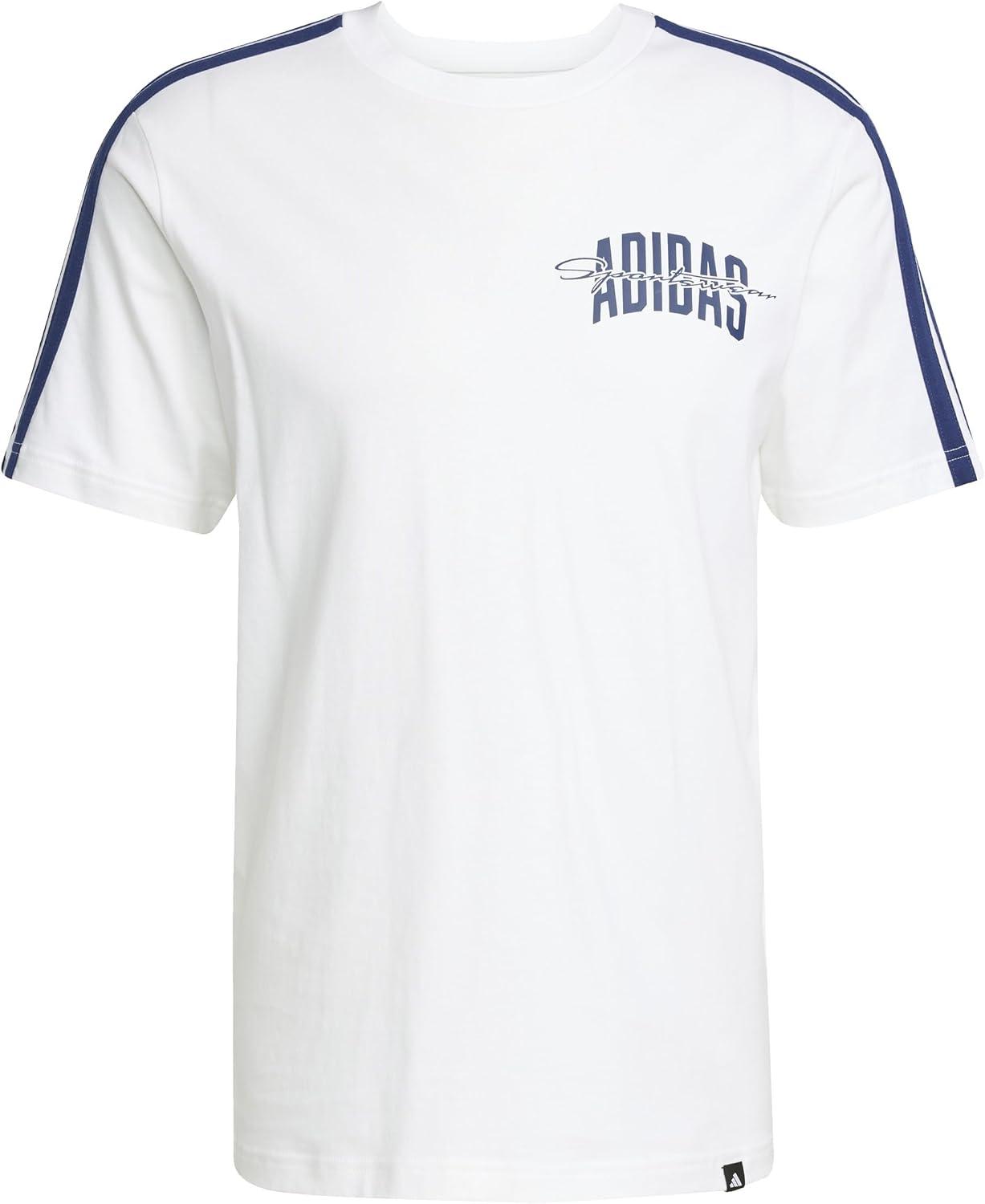 imageAdidas Mens Codes Collegiate Graphic TShirtWhiteScript