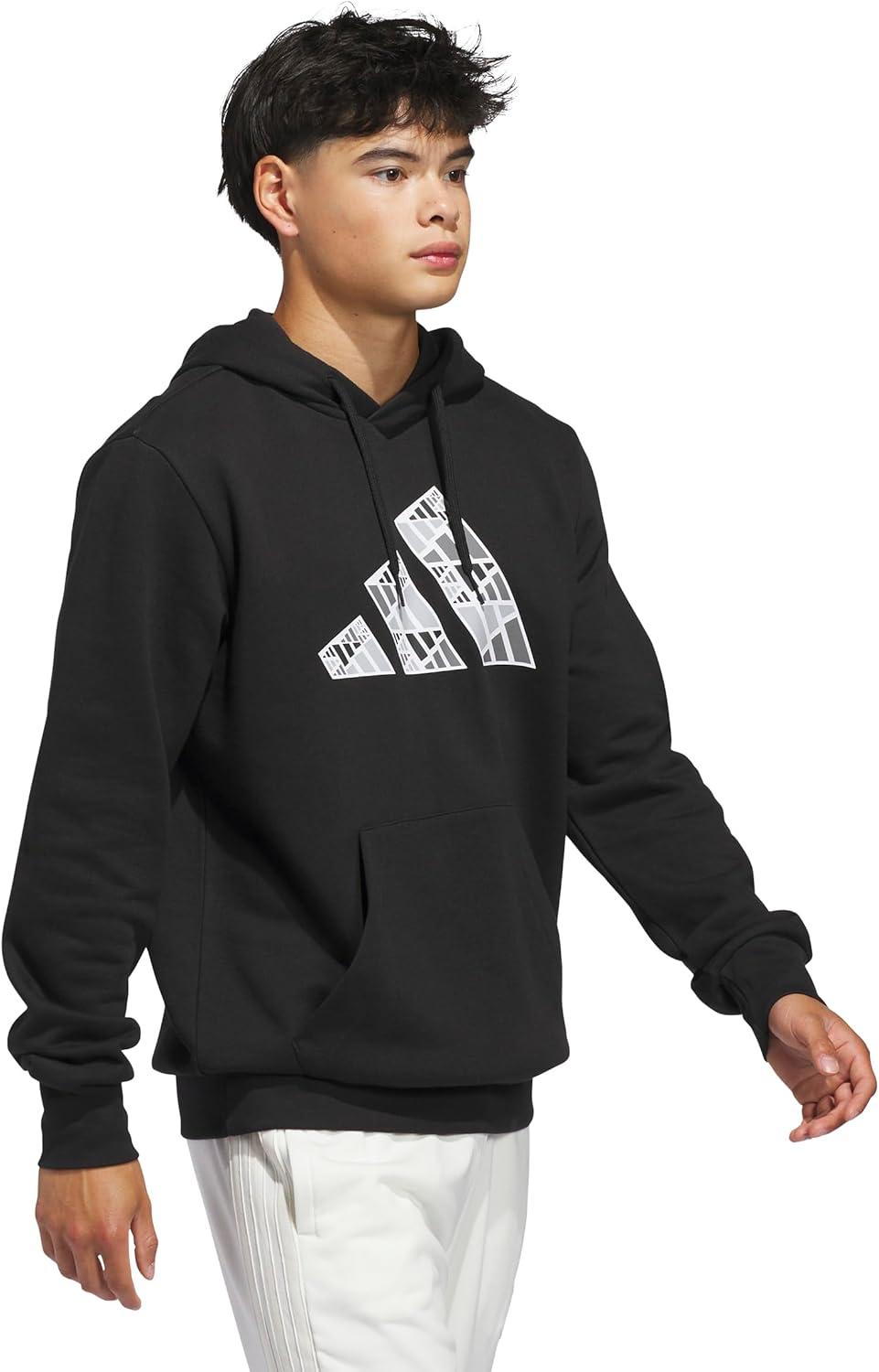 imageadidas Mens Big Logo Graphic HoodieBlackWhite
