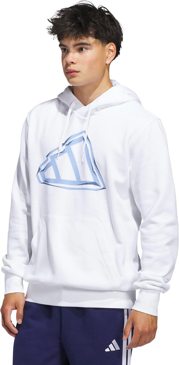 imageadidas Mens Big Logo Graphic HoodieWhiteBlue