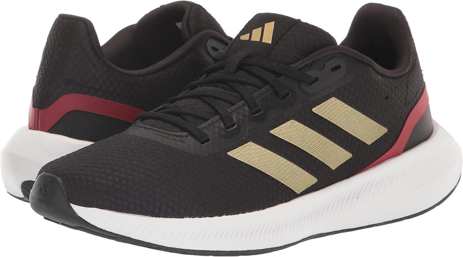 imageadidas Mens Run Falcon 30 ShoeCore BlackGold MetallicBetter Scarlet
