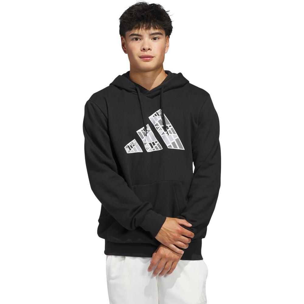 imageadidas Mens Big Logo Graphic HoodieBlackWhite