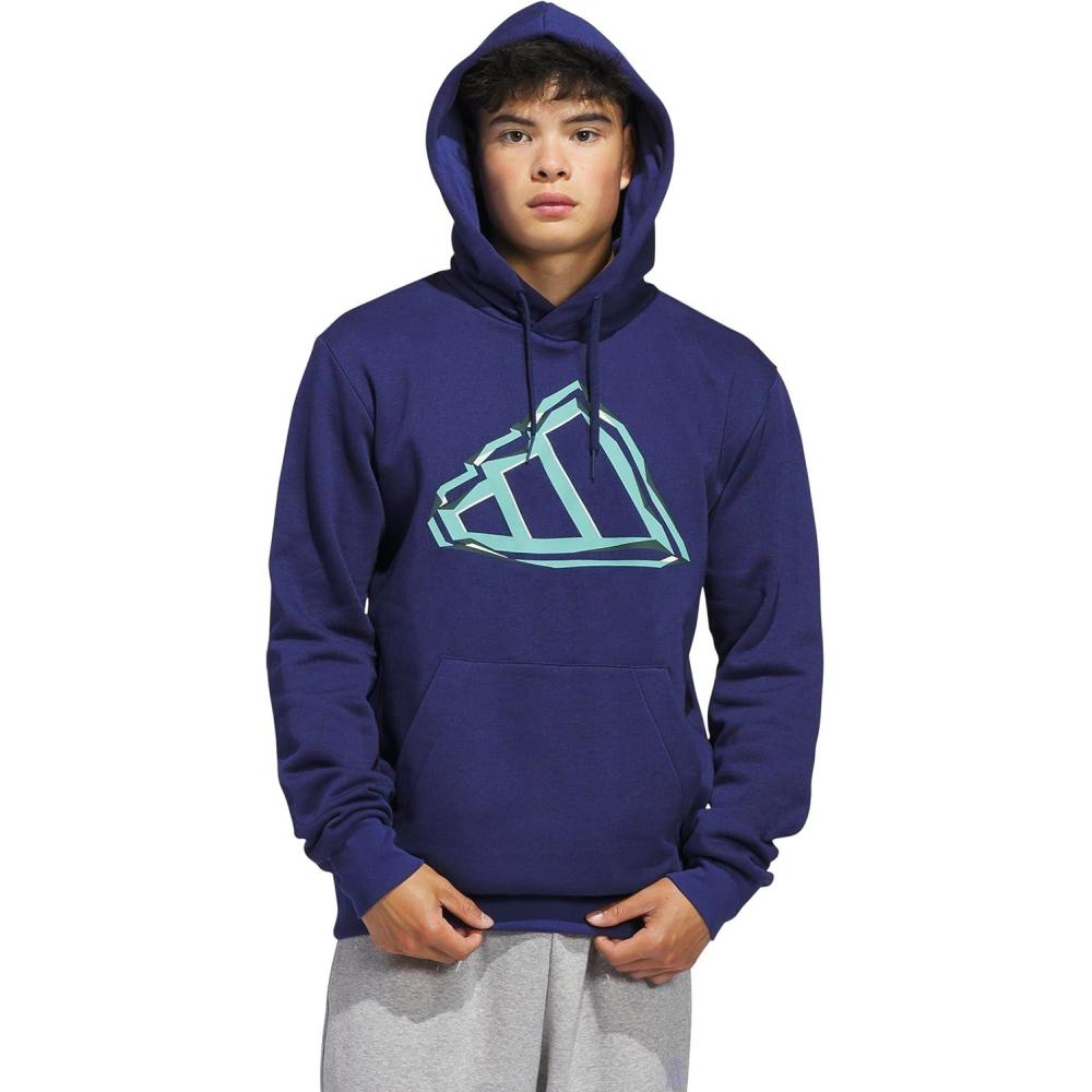 imageadidas Mens Big Logo Graphic HoodieDark BlueGreen