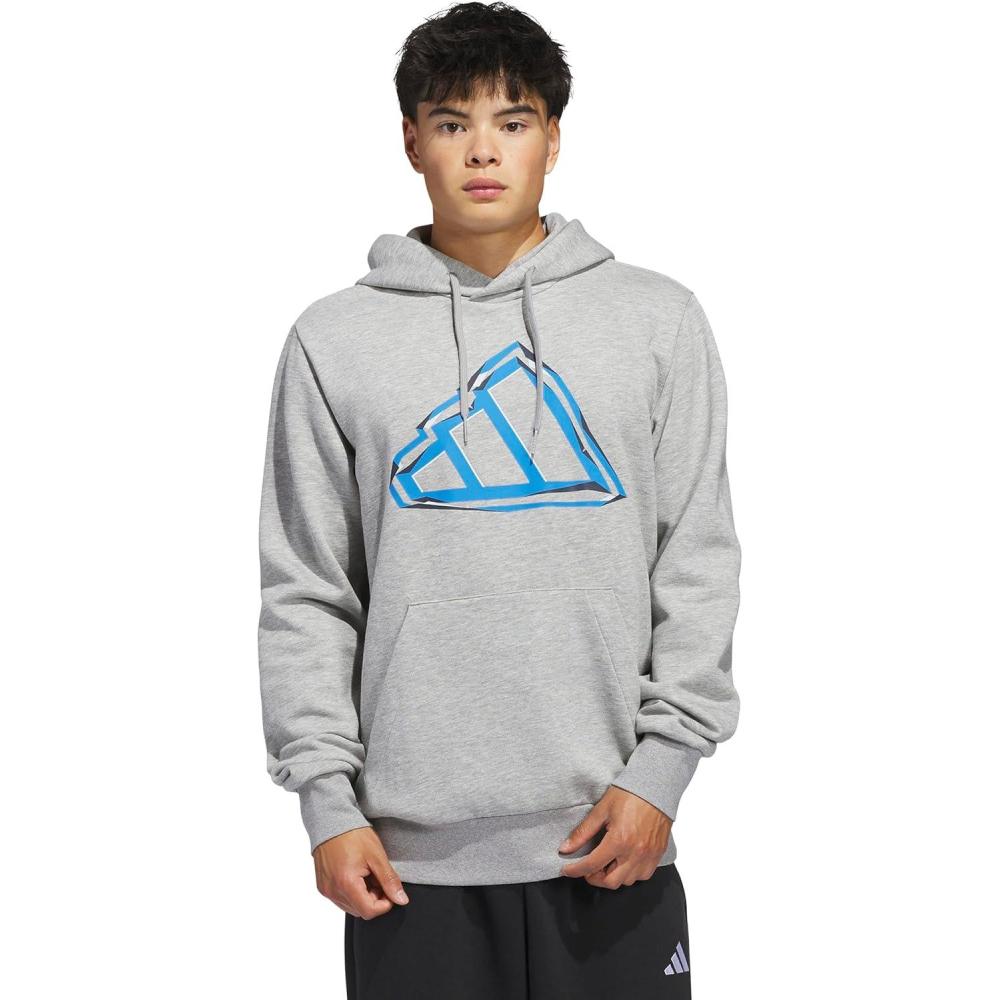 imageadidas Mens Big Logo Graphic HoodieMedium Grey HeatherBlue