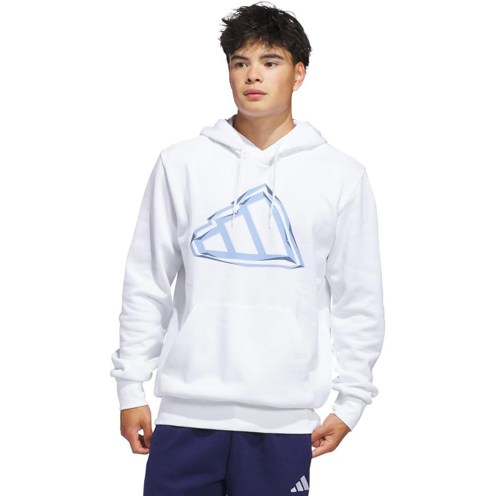 imageadidas Mens Big Logo Graphic HoodieWhiteBlue