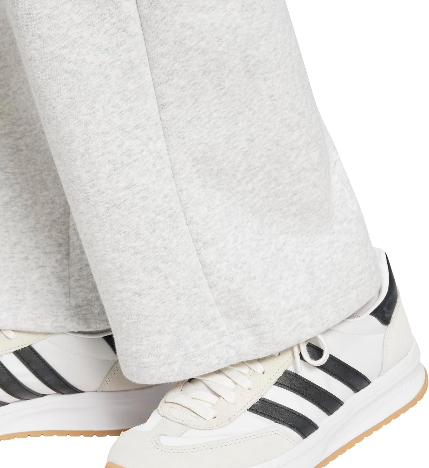 image:imageadidas Womens Essentials Small Logo Feelcozy Open Hem PantsLight Grey HeatherWhite