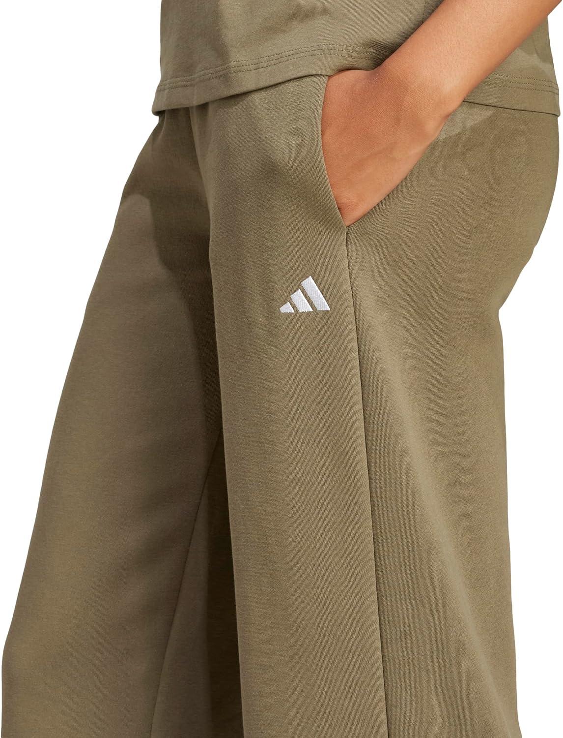 image:imageadidas Womens Essentials Small Logo Feelcozy Open Hem PantsOlive StrataWhite