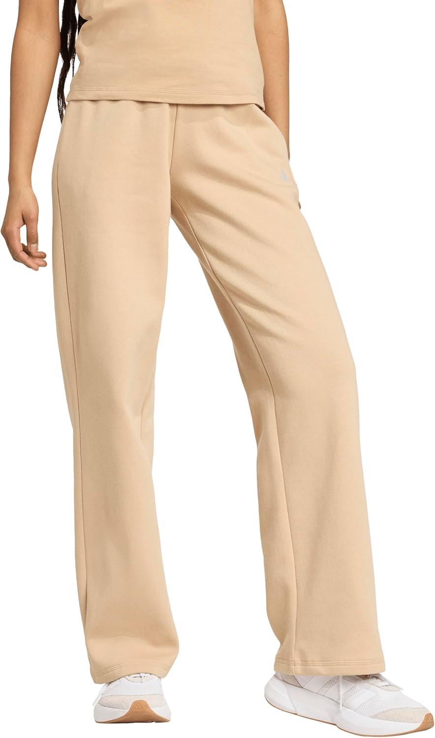 image:imageadidas Womens Essentials Small Logo Feelcozy Open Hem PantsWarm SandstoneWhite