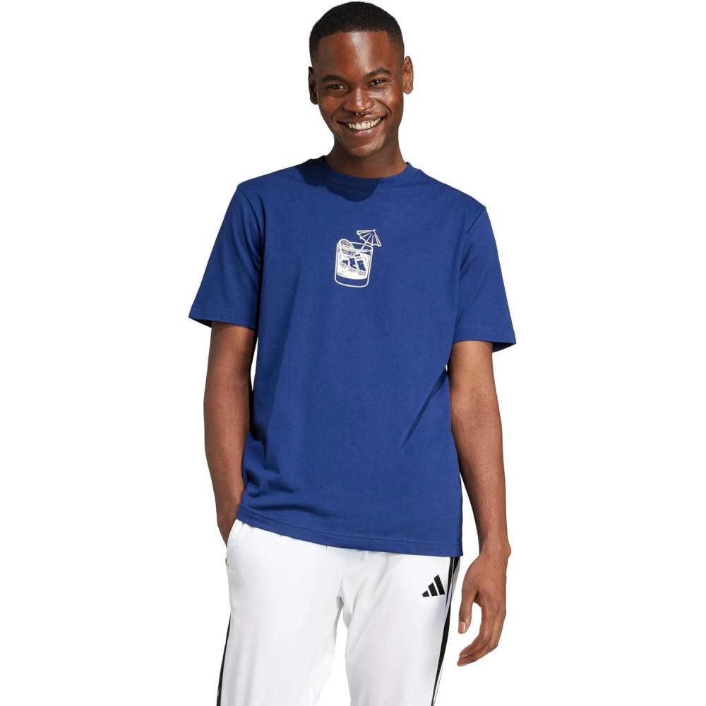 image:imageAdidas Mens Lounge Drink Graphic TShirtDark Blue
