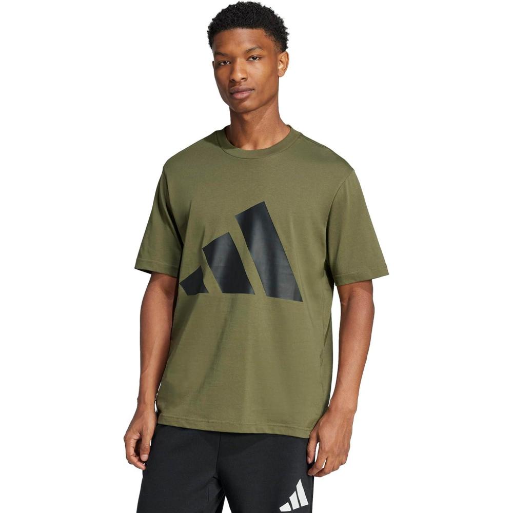 image:imageadidas Mens Essentials Big Logo TShirtOlive StrataBlack