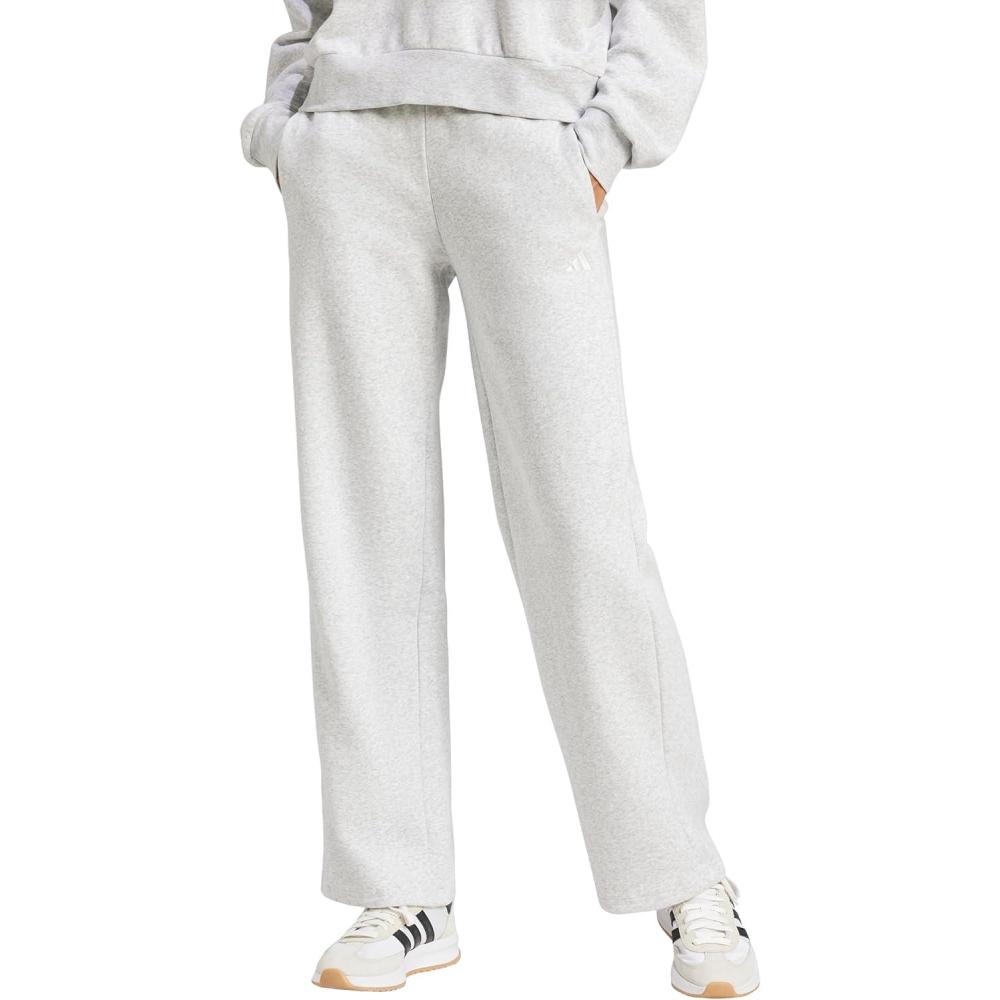image:imageadidas Womens Essentials Small Logo Feelcozy Open Hem PantsLight Grey HeatherWhite