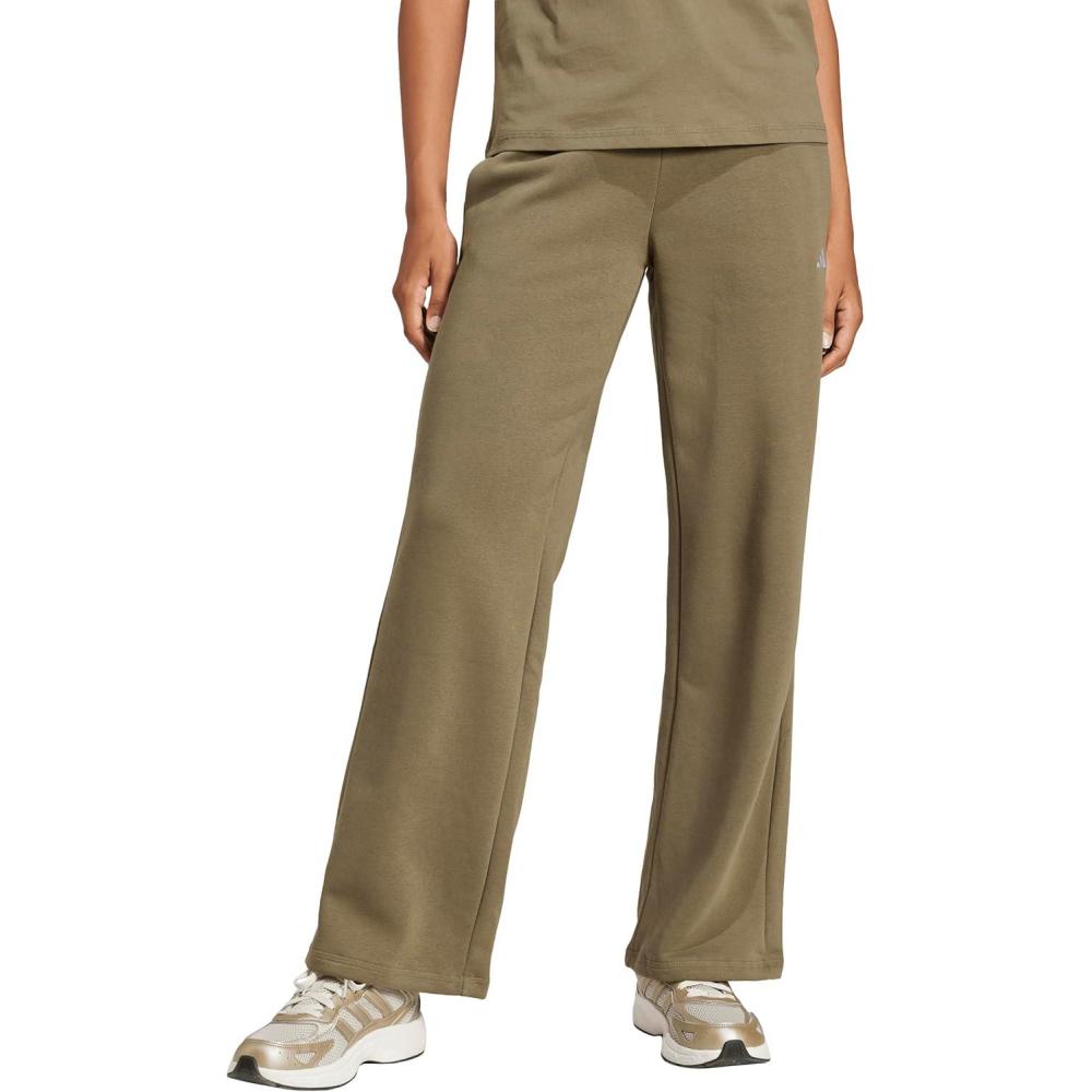 image:imageadidas Womens Essentials Small Logo Feelcozy Open Hem PantsOlive StrataWhite