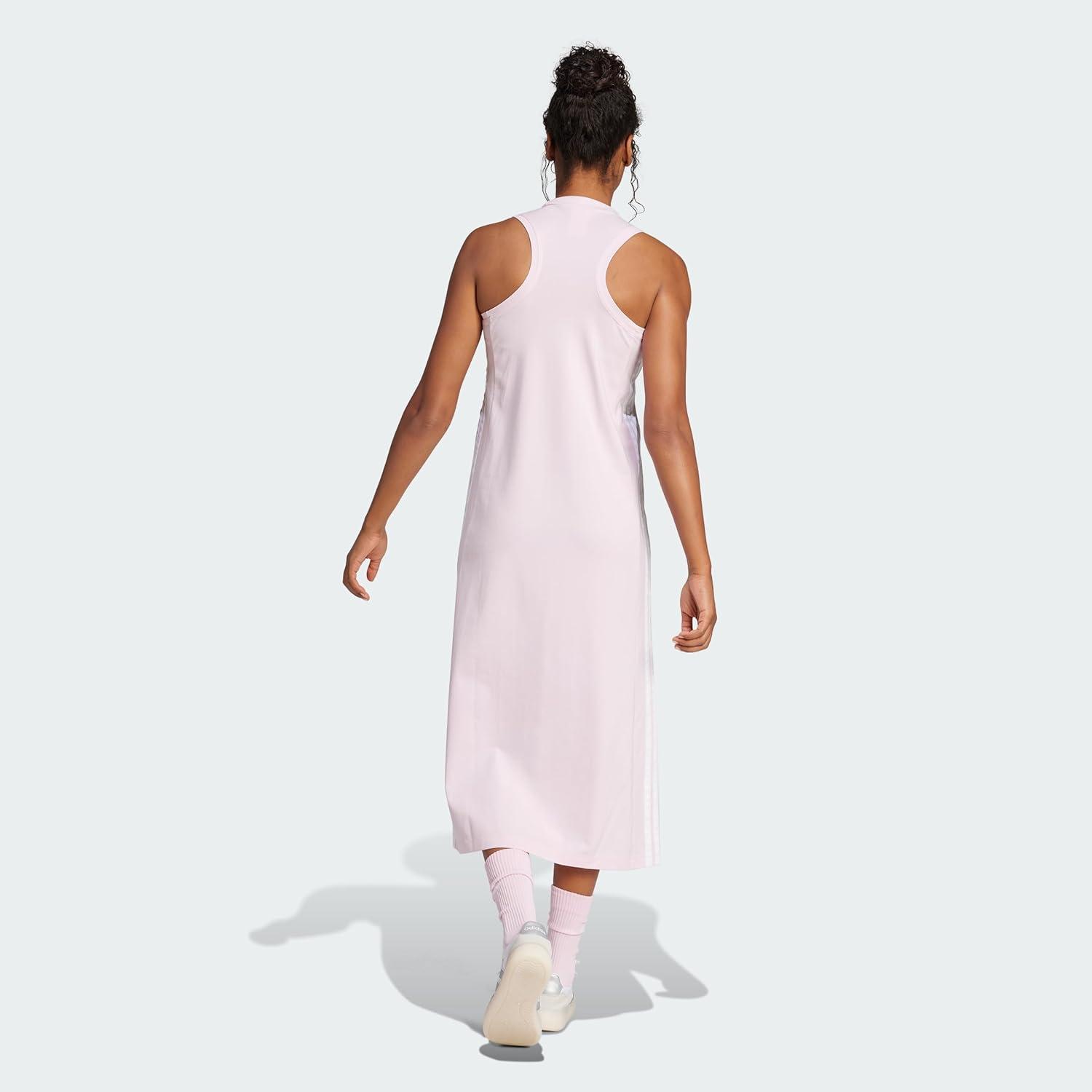 image:imageadidas Womens Essentials 3Stripes Long Racerback DressClear Pink White