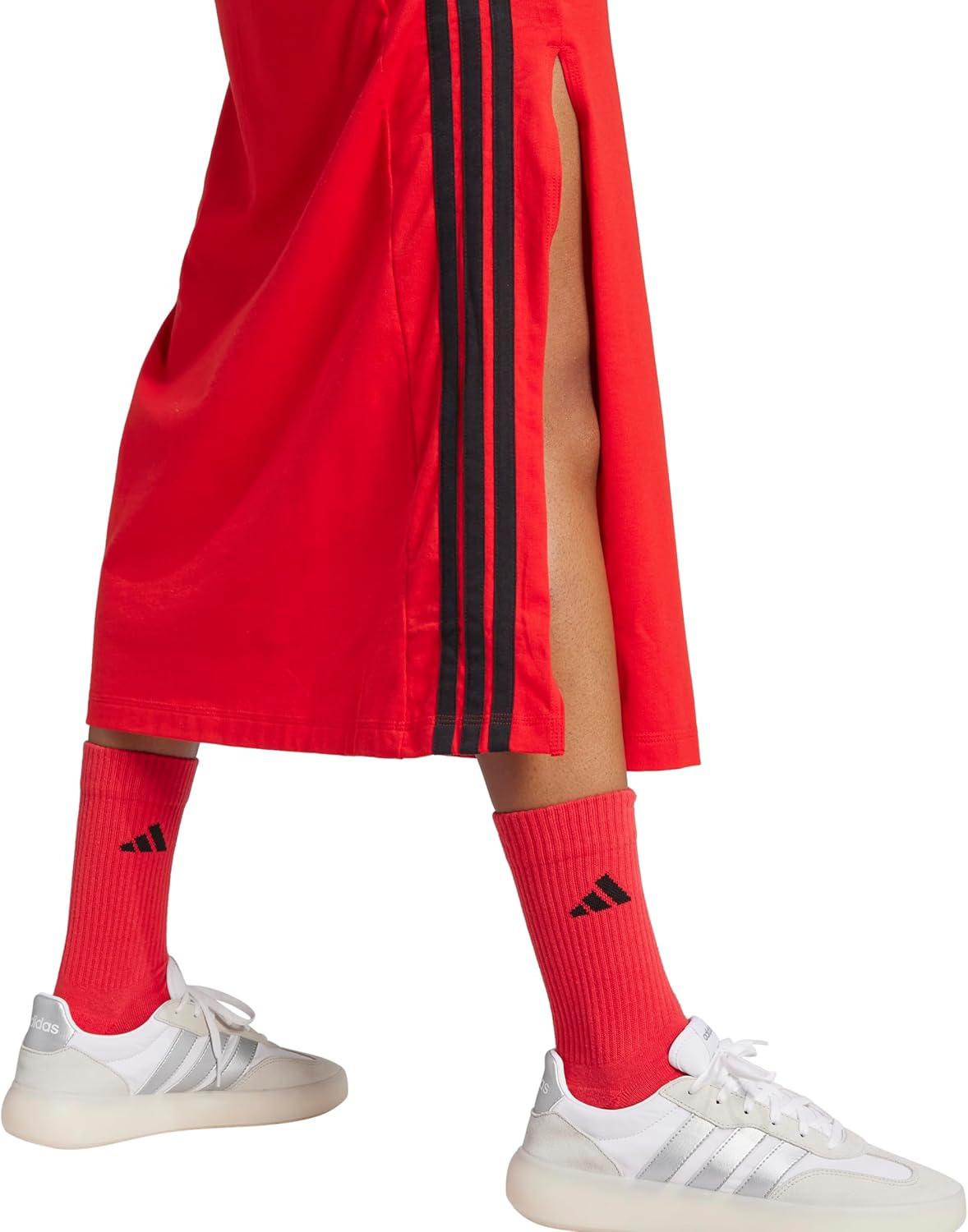 image:imageadidas Womens Essentials 3Stripes Long Racerback DressPure RubyBlack