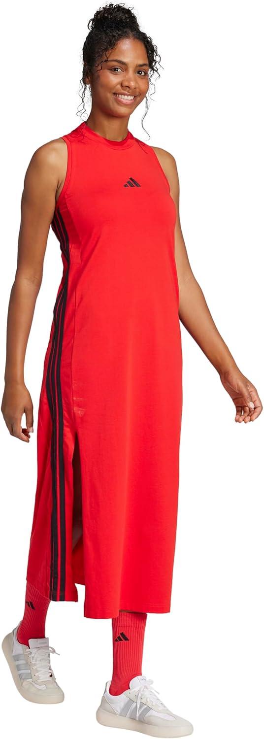 image:imageadidas Womens Essentials 3Stripes Long Racerback DressPure RubyBlack