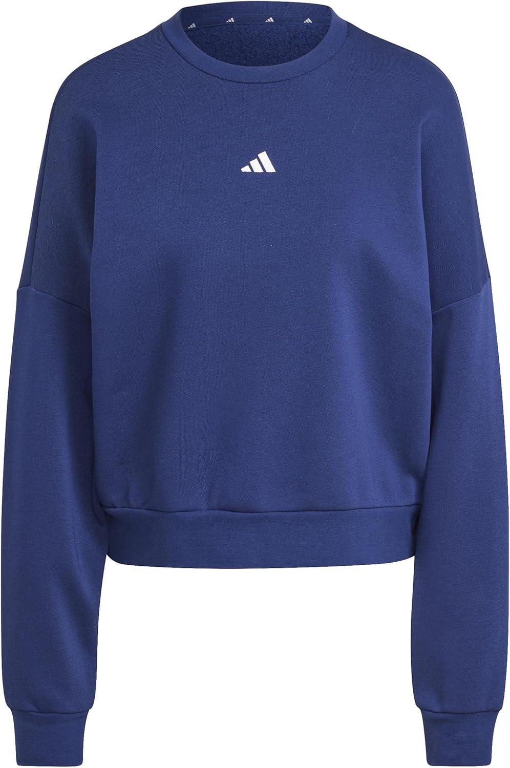 image:imageadidas Womens Essentials Small Logo Feel Cozy SweatshirtDark BlueWhite