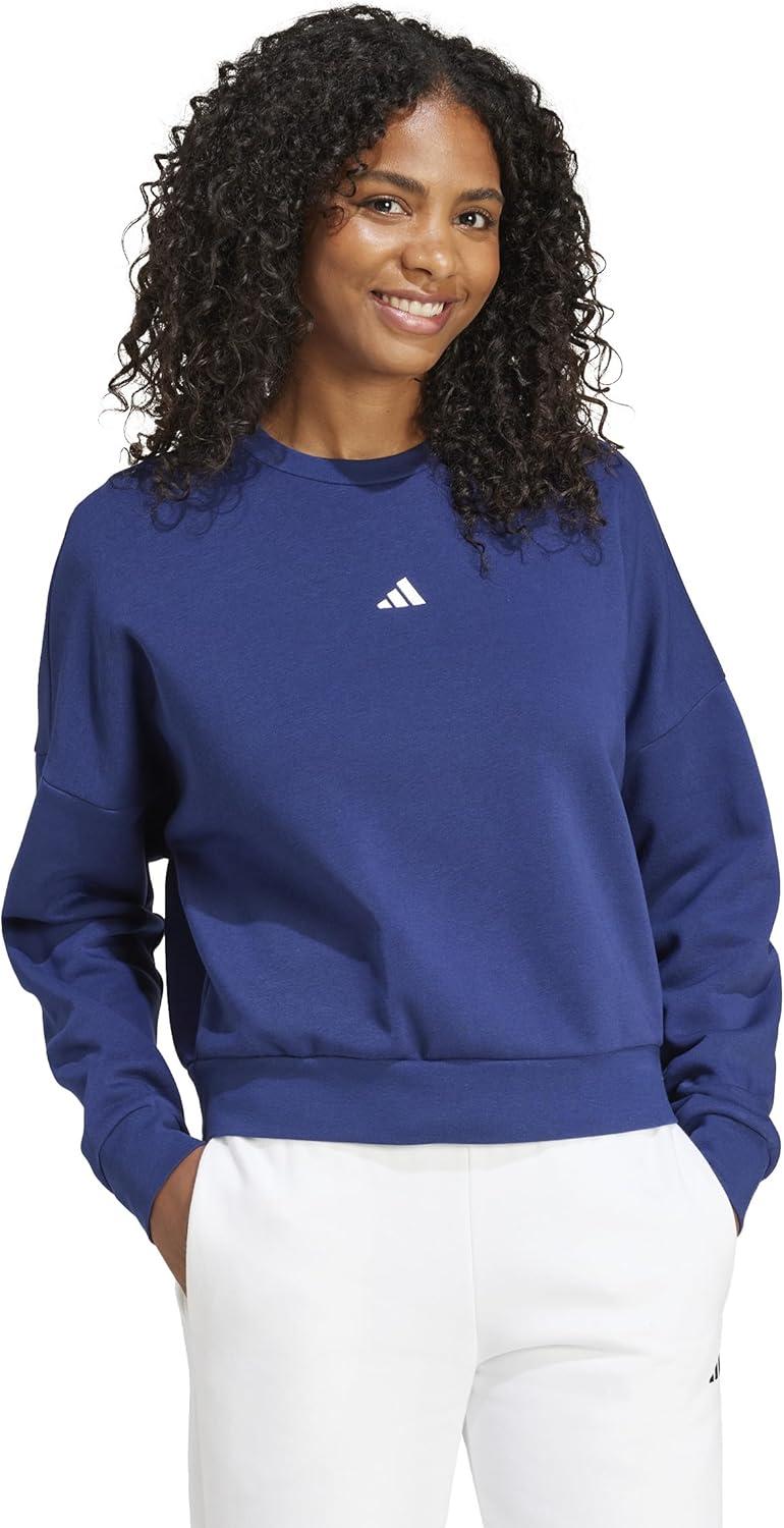 image:imageadidas Womens Essentials Small Logo Feel Cozy SweatshirtDark BlueWhite