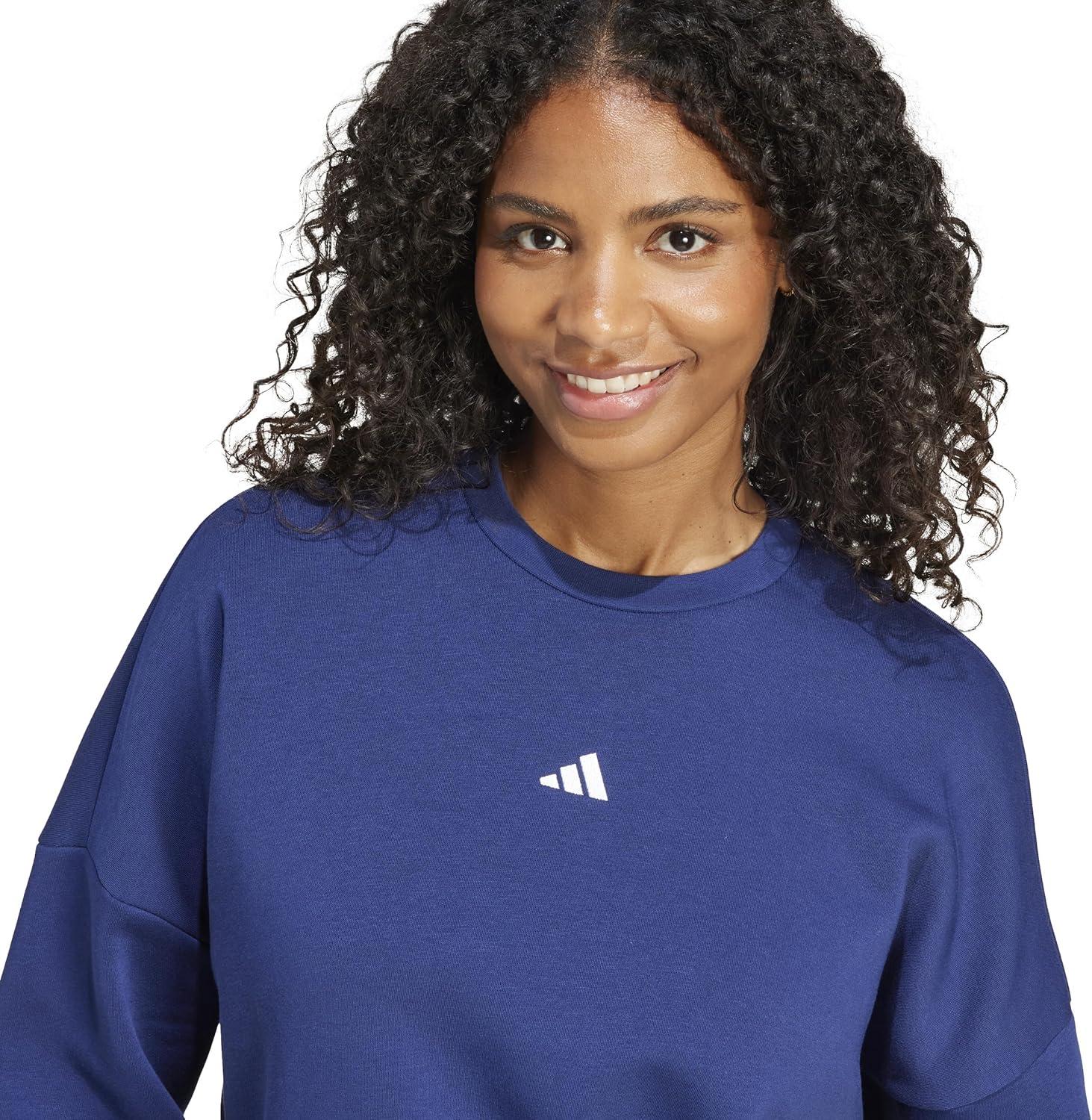 image:imageadidas Womens Essentials Small Logo Feel Cozy SweatshirtDark BlueWhite
