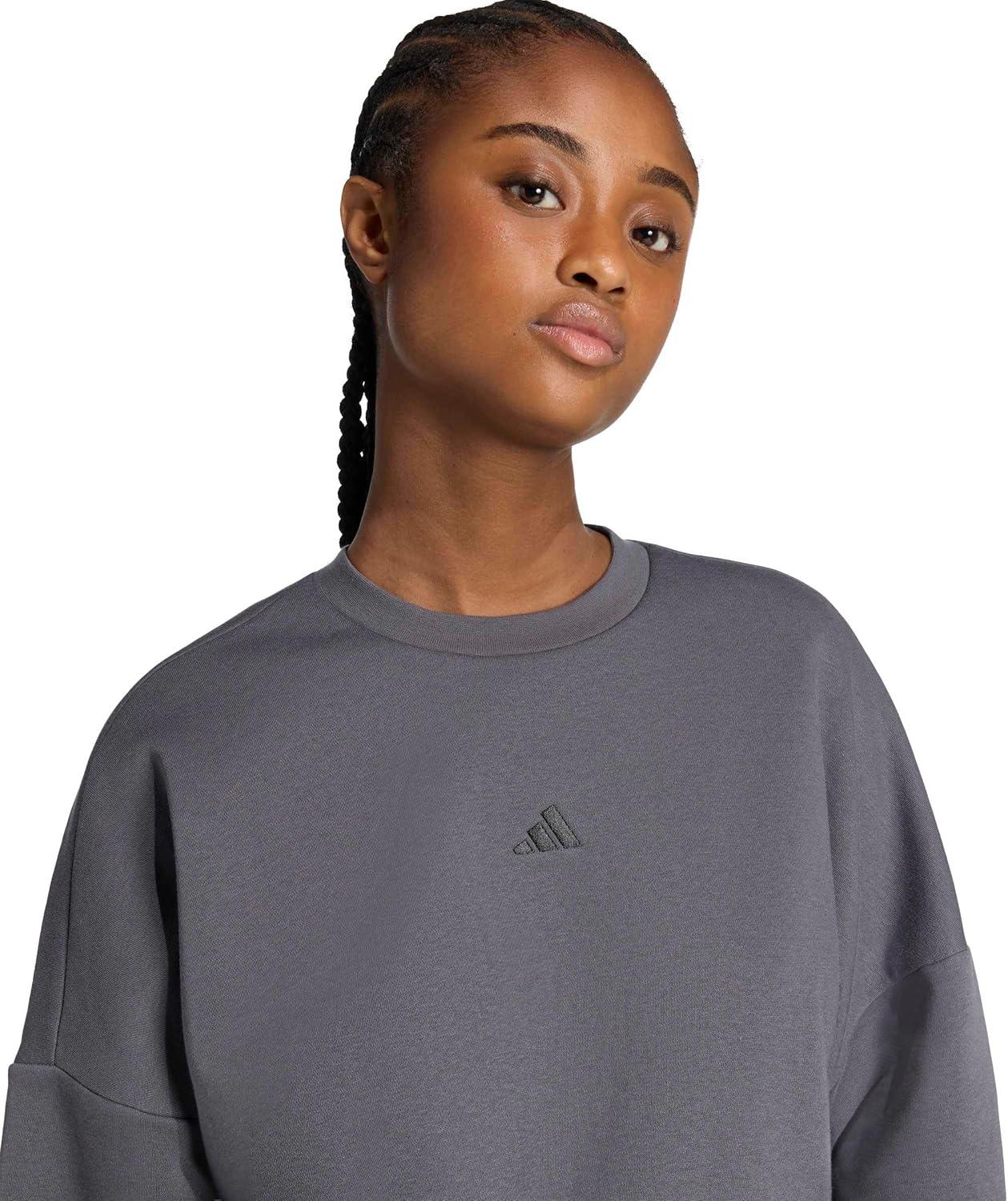 image:imageadidas Womens Essentials Small Logo Feel Cozy SweatshirtGreyBlack