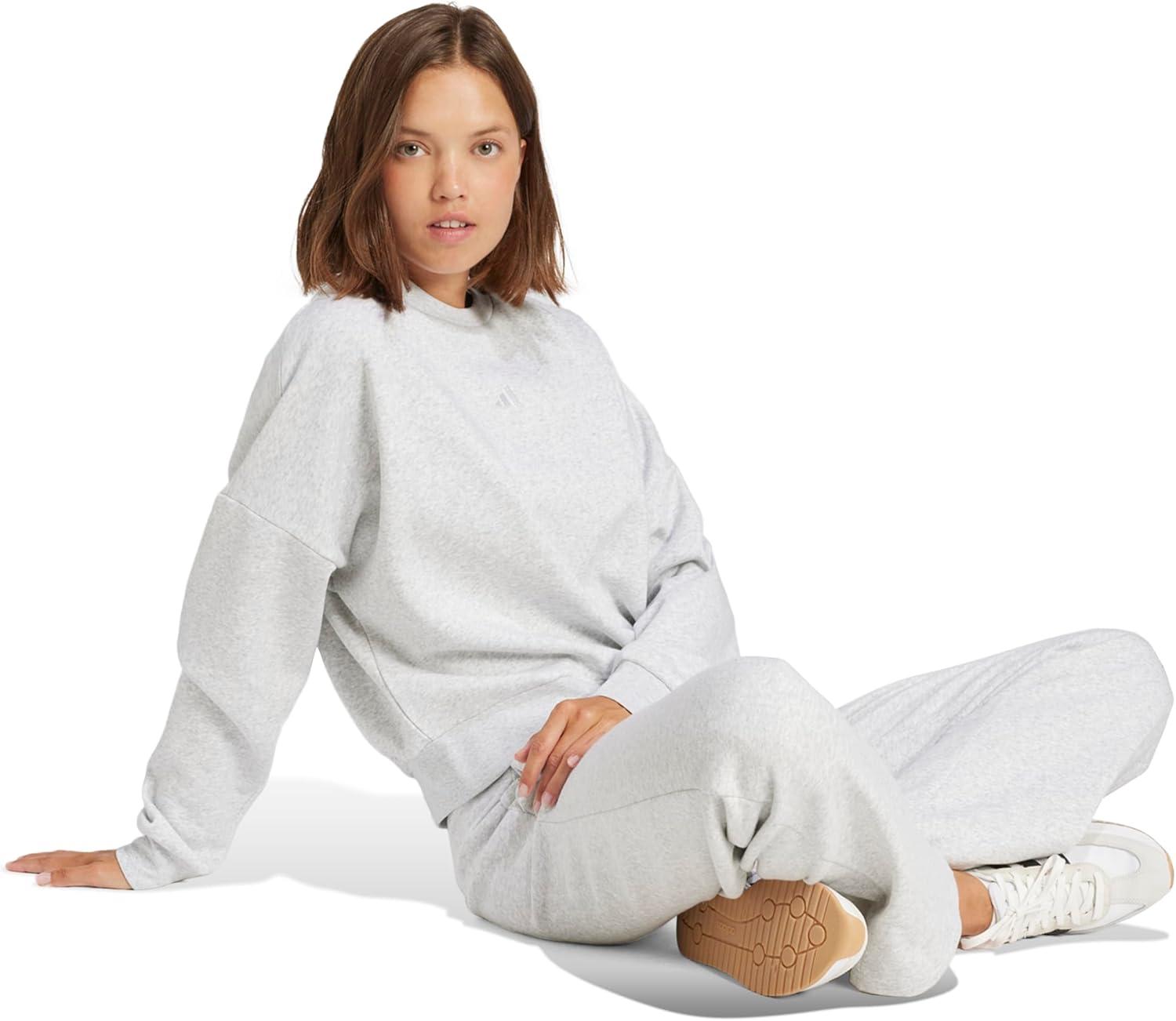 image:imageadidas Womens Essentials Small Logo Feel Cozy SweatshirtLight Grey HeatherWhite