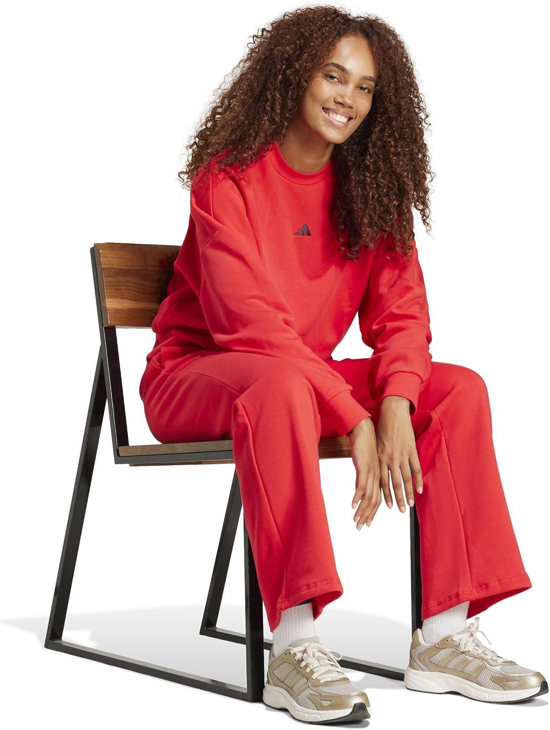 image:imageadidas Womens Essentials Small Logo Feel Cozy SweatshirtPure RubyBlack