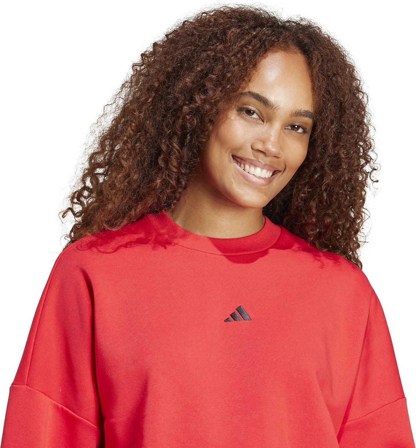 image:imageadidas Womens Essentials Small Logo Feel Cozy SweatshirtPure RubyBlack