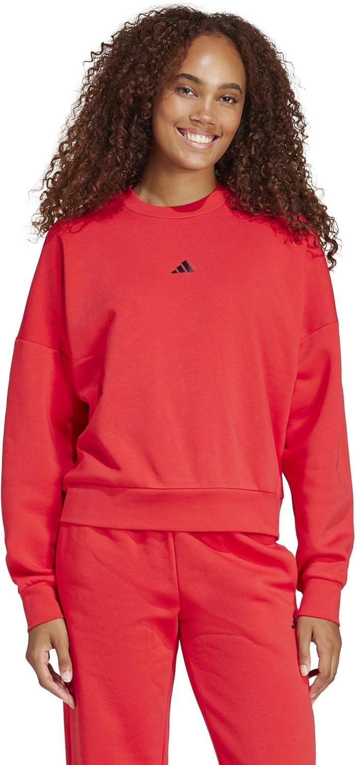 image:imageadidas Womens Essentials Small Logo Feel Cozy SweatshirtPure RubyBlack