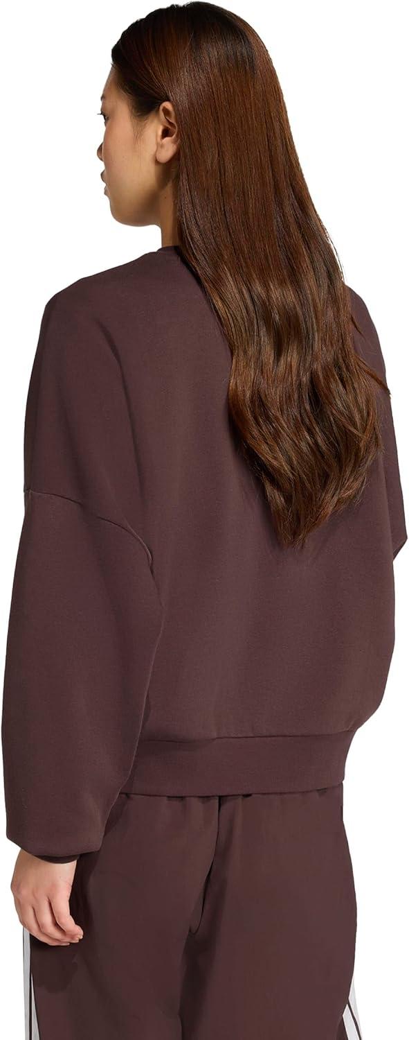 image:imageadidas Womens Essentials Small Logo Feel Cozy SweatshirtShadow BrownWhite
