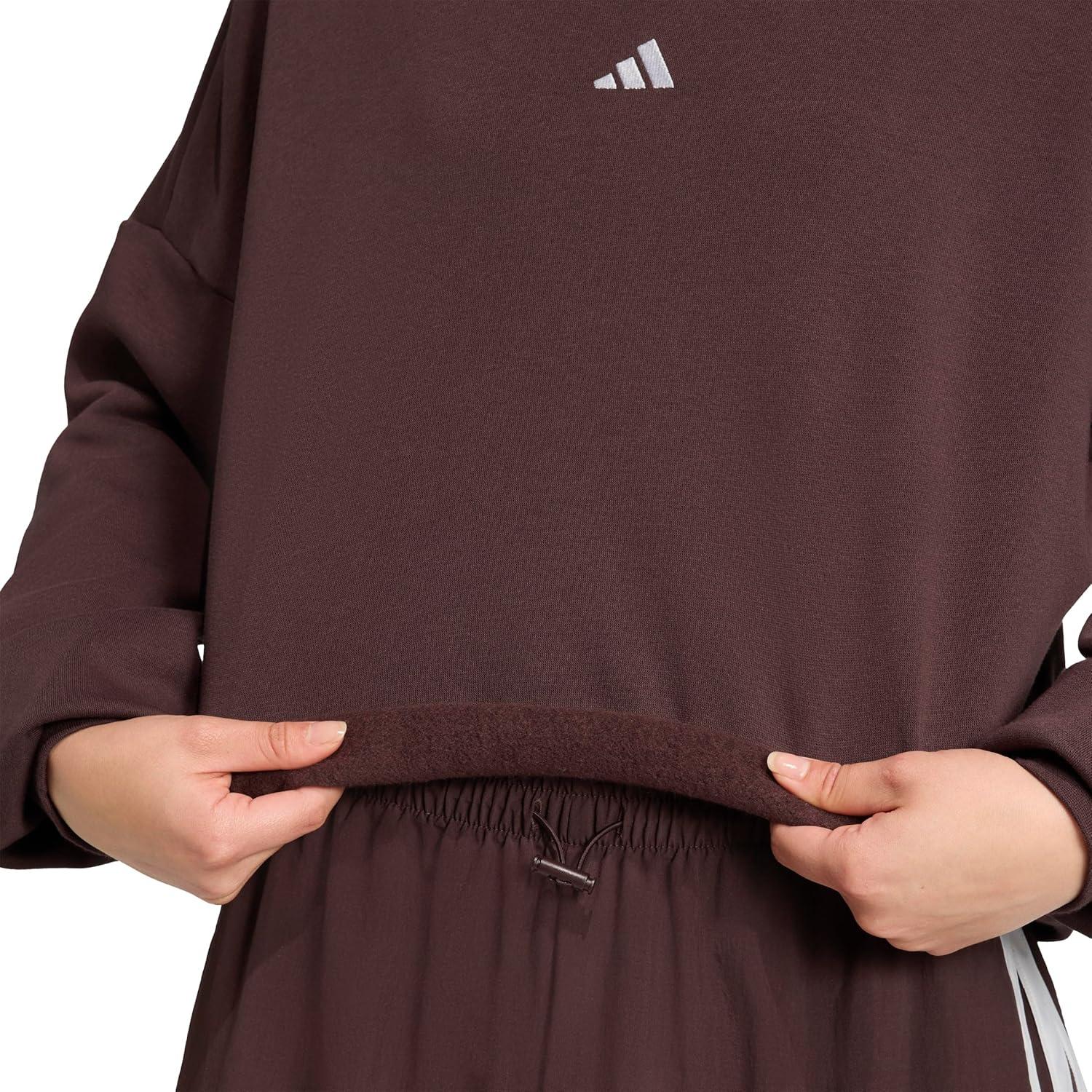 image:imageadidas Womens Essentials Small Logo Feel Cozy SweatshirtShadow BrownWhite