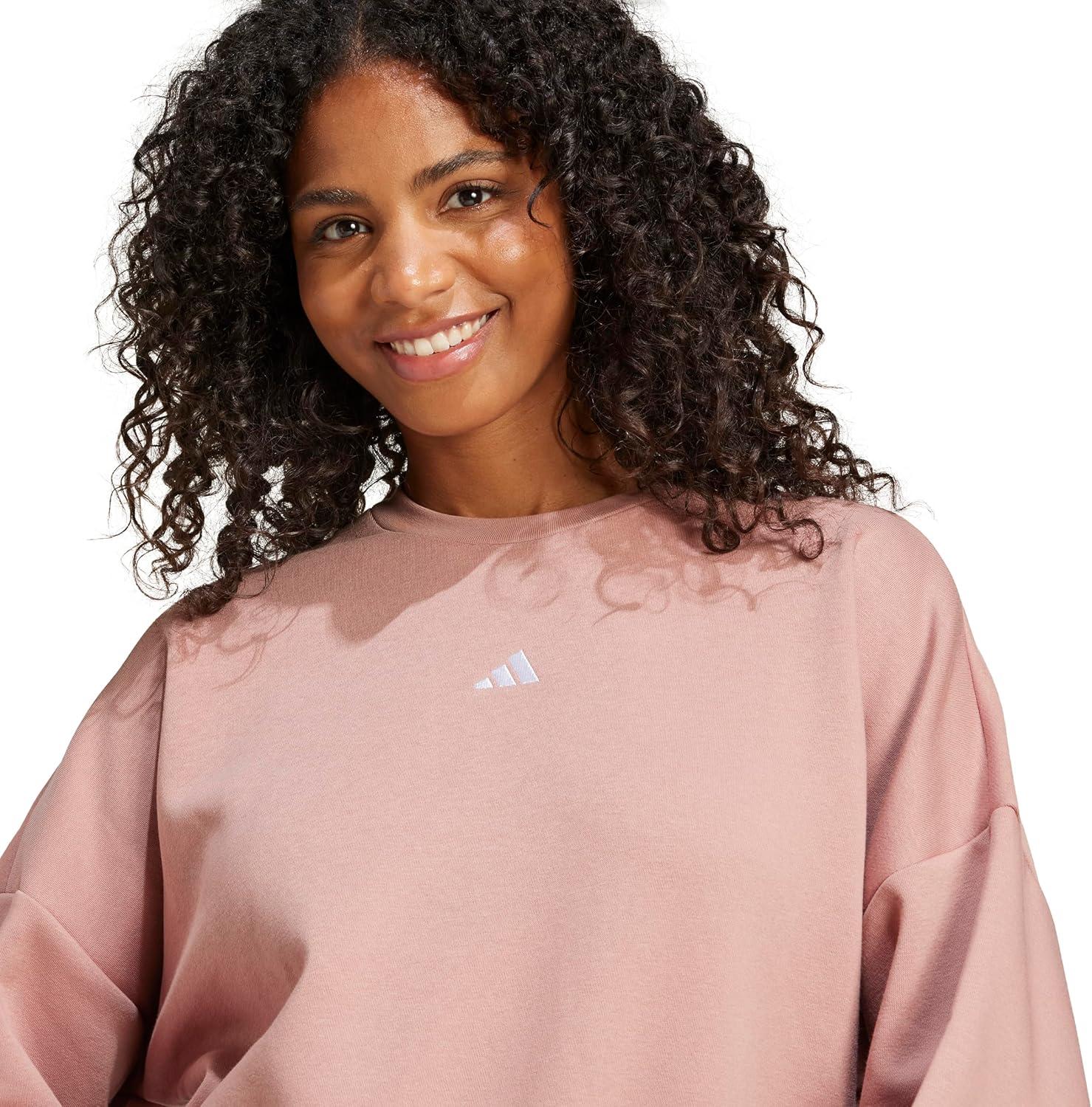 image:imageadidas Womens Essentials Small Logo Feel Cozy SweatshirtWarm ClayWhite