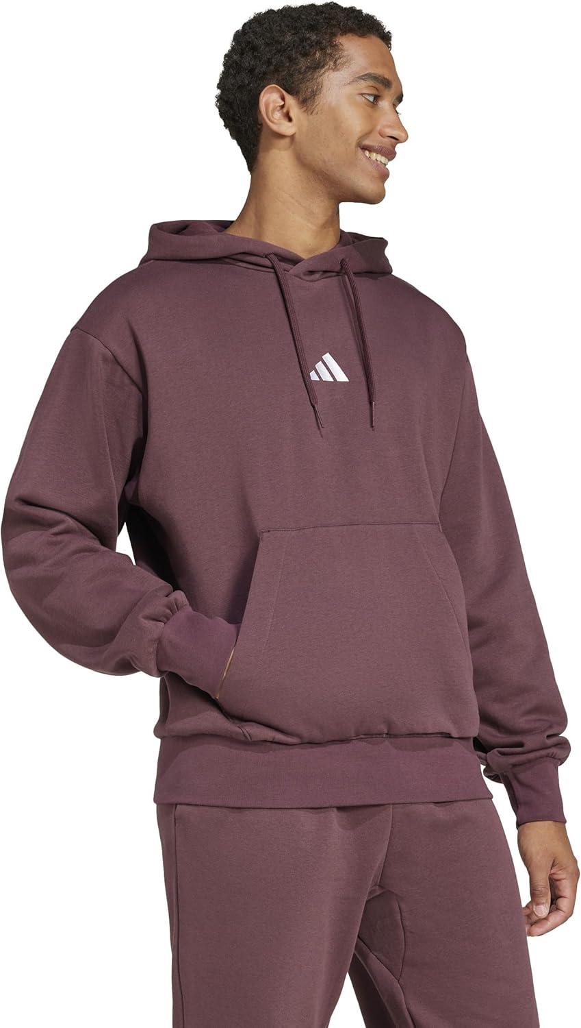 image:imageadidas mens Essentials Feelcozy Fleece HoodieAurora RubyWhite