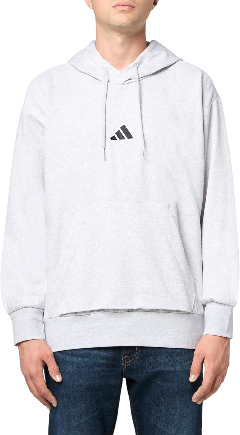 image:imageadidas mens Essentials Feelcozy Fleece HoodieLight Grey HeatherBlack