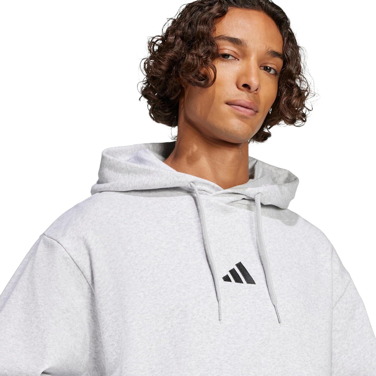 image:imageadidas mens Essentials Feelcozy Fleece HoodieLight Grey HeatherBlack