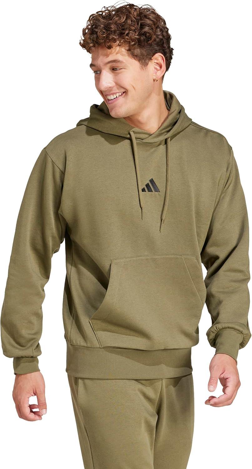 image:imageadidas mens Essentials Feelcozy Fleece HoodieOlive StrataBlack