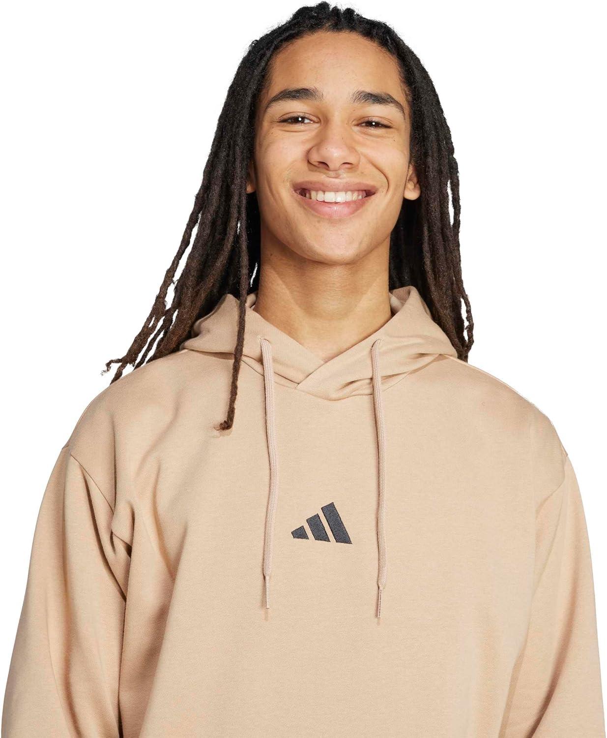 image:imageadidas mens Essentials Feelcozy Fleece HoodieWarm SandstoneBlack