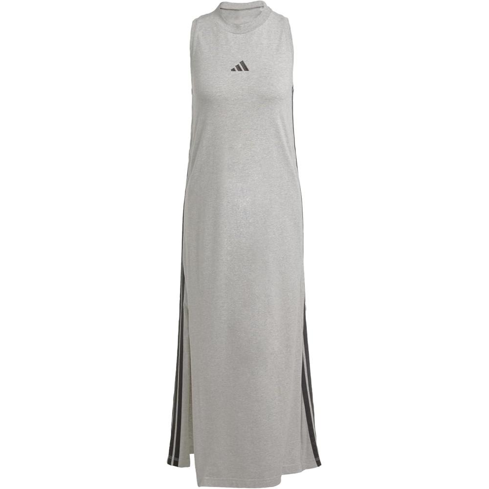 image:imageadidas Womens Essentials 3Stripes Long Racerback DressMedium Grey Heather Black
