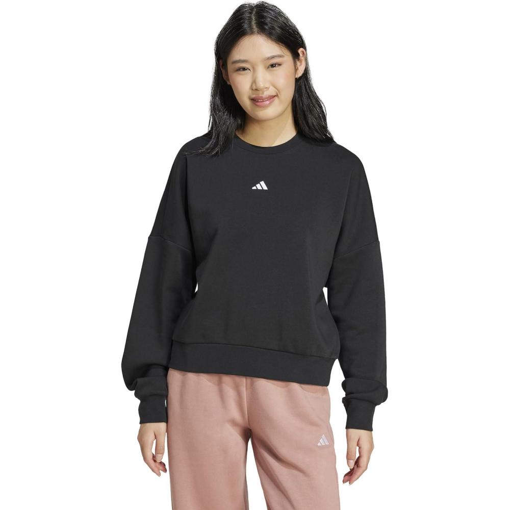 image:imageadidas Womens Essentials Small Logo Feel Cozy SweatshirtBlackWhite
