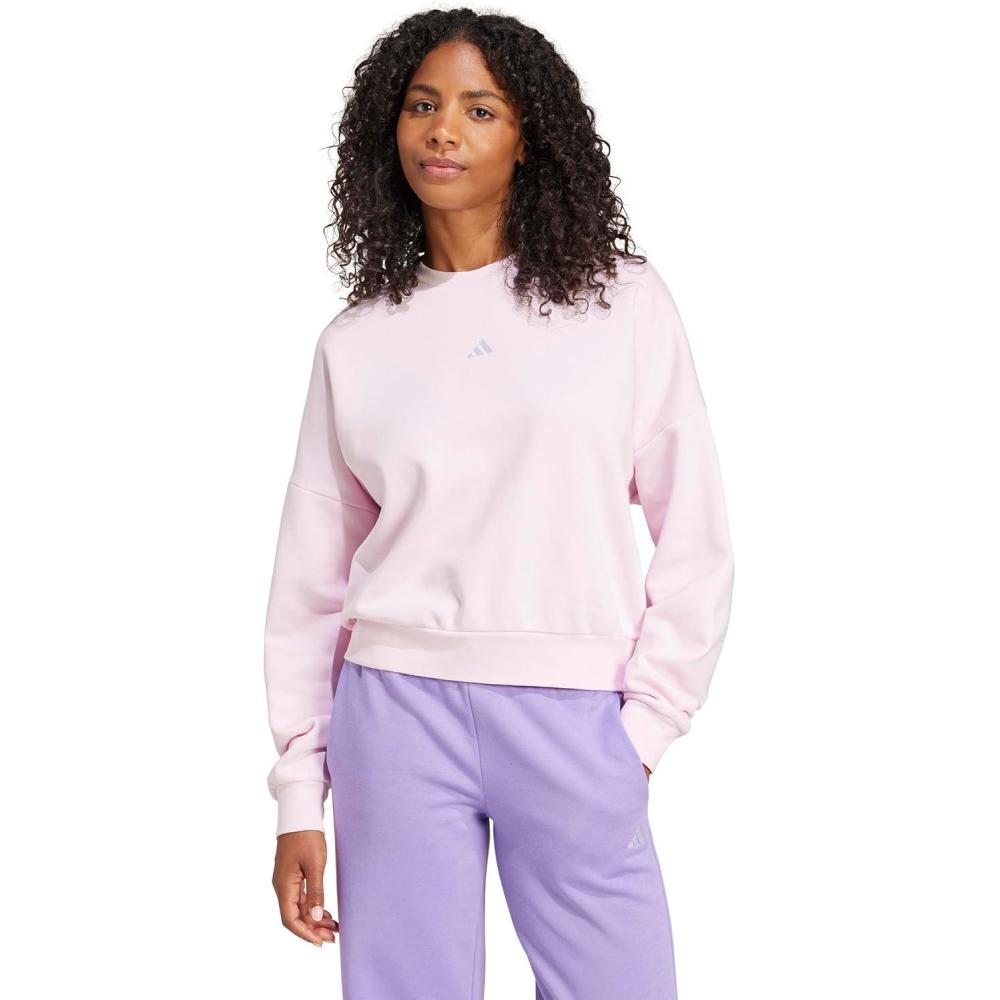 image:imageadidas Womens Essentials Small Logo Feel Cozy SweatshirtClear PinkWhite