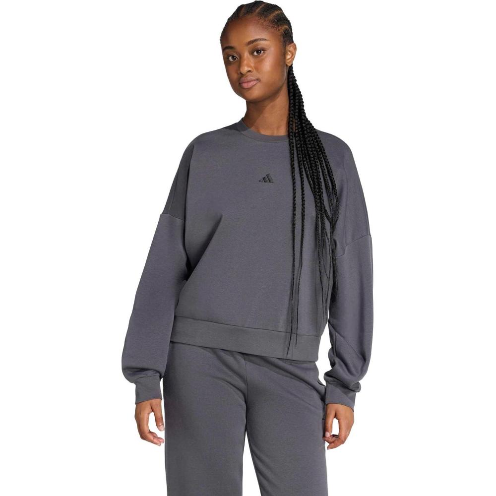 image:imageadidas Womens Essentials Small Logo Feel Cozy SweatshirtGreyBlack