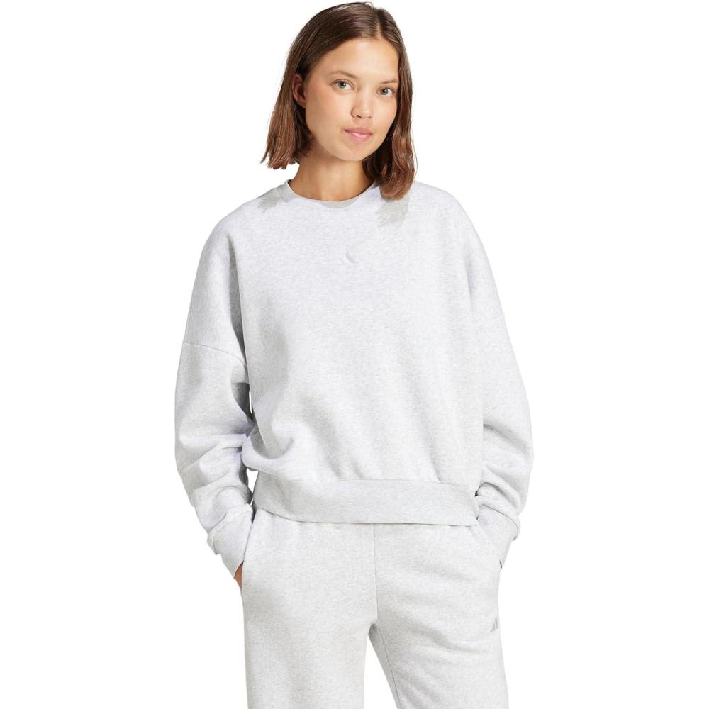 image:imageadidas Womens Essentials Small Logo Feel Cozy SweatshirtLight Grey HeatherWhite