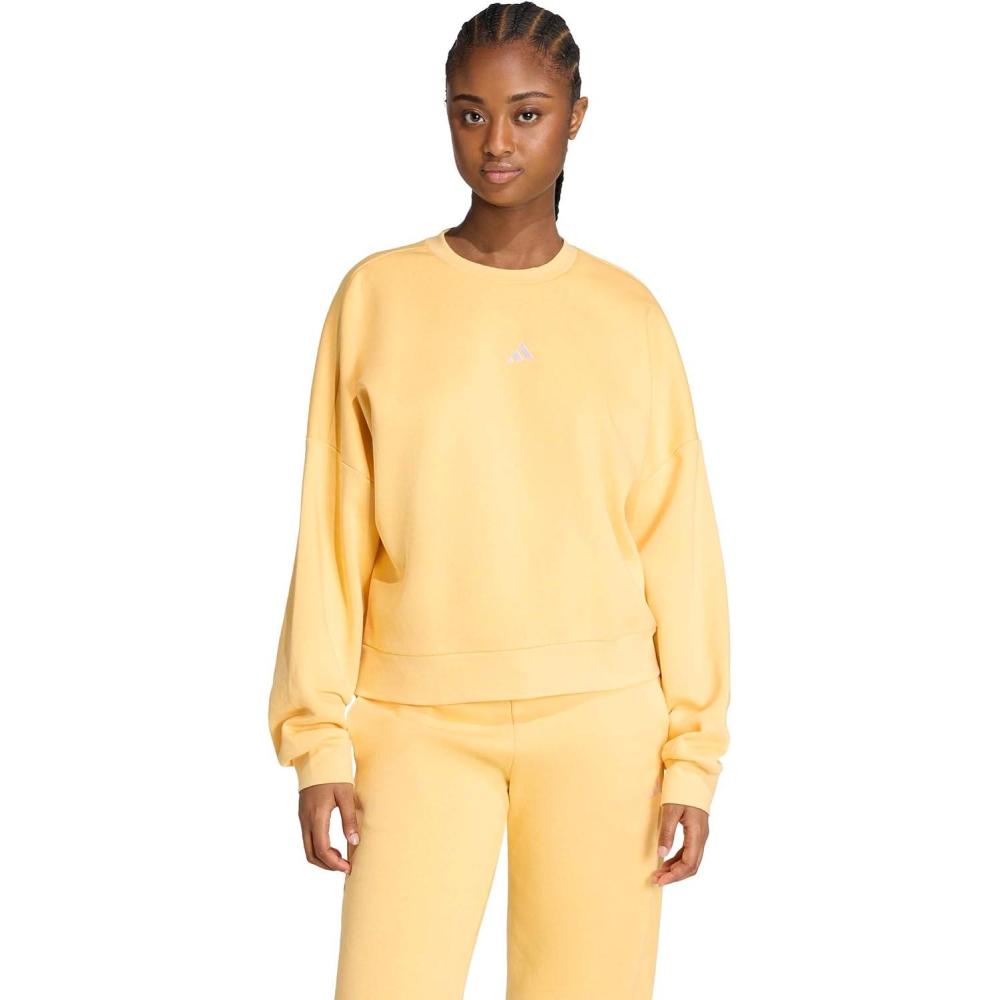 image:imageadidas Womens Essentials Small Logo Feel Cozy SweatshirtSemi Ice TangerineWhite