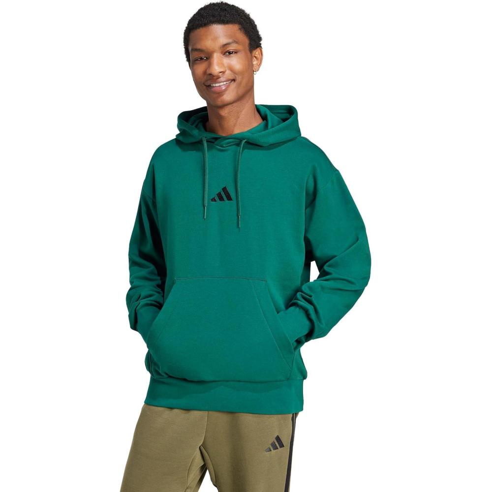 image:imageadidas mens Essentials Feelcozy Fleece HoodieCollegiate GreenBlack