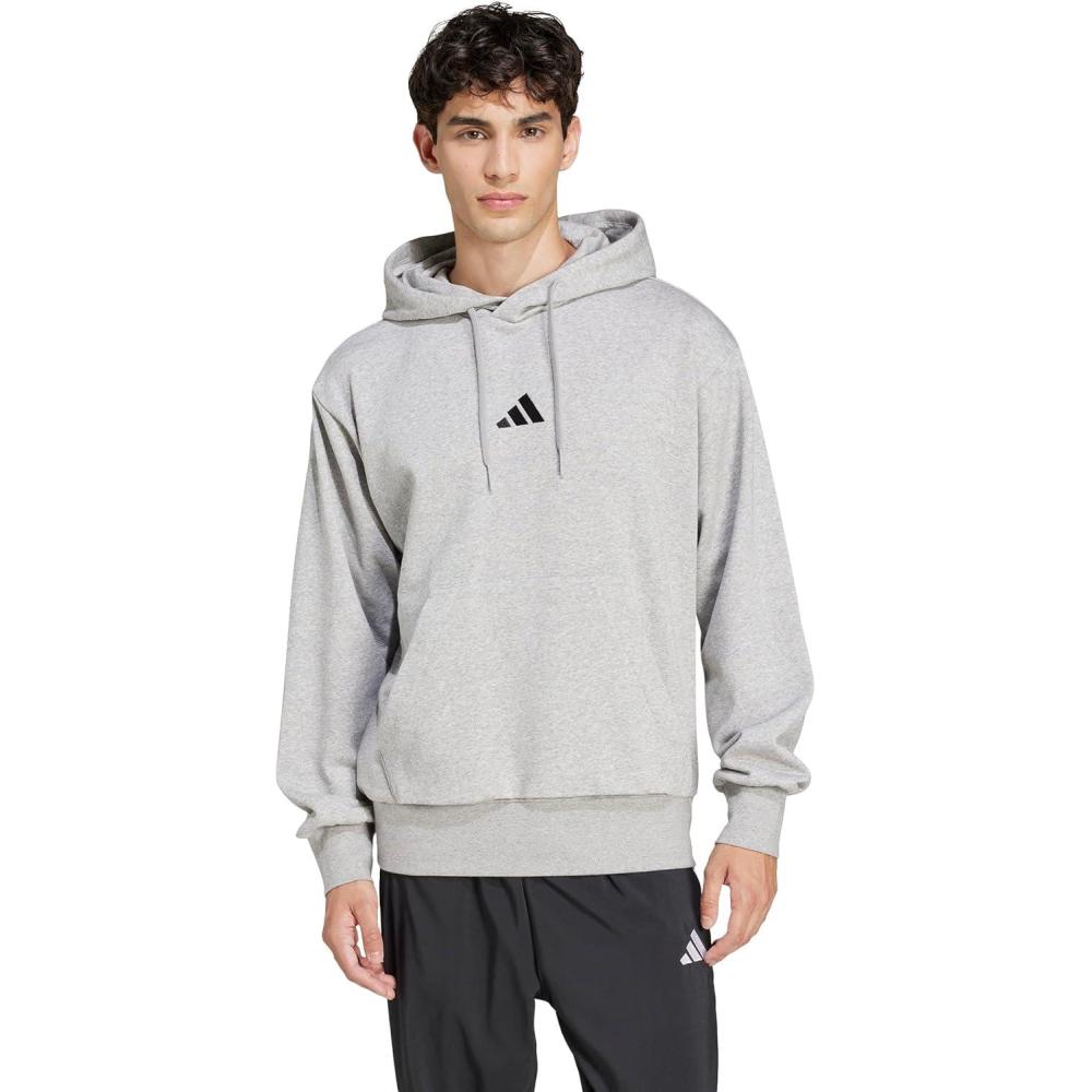 image:imageadidas mens Essentials Feelcozy Fleece HoodieMedium Grey HeatherBlack