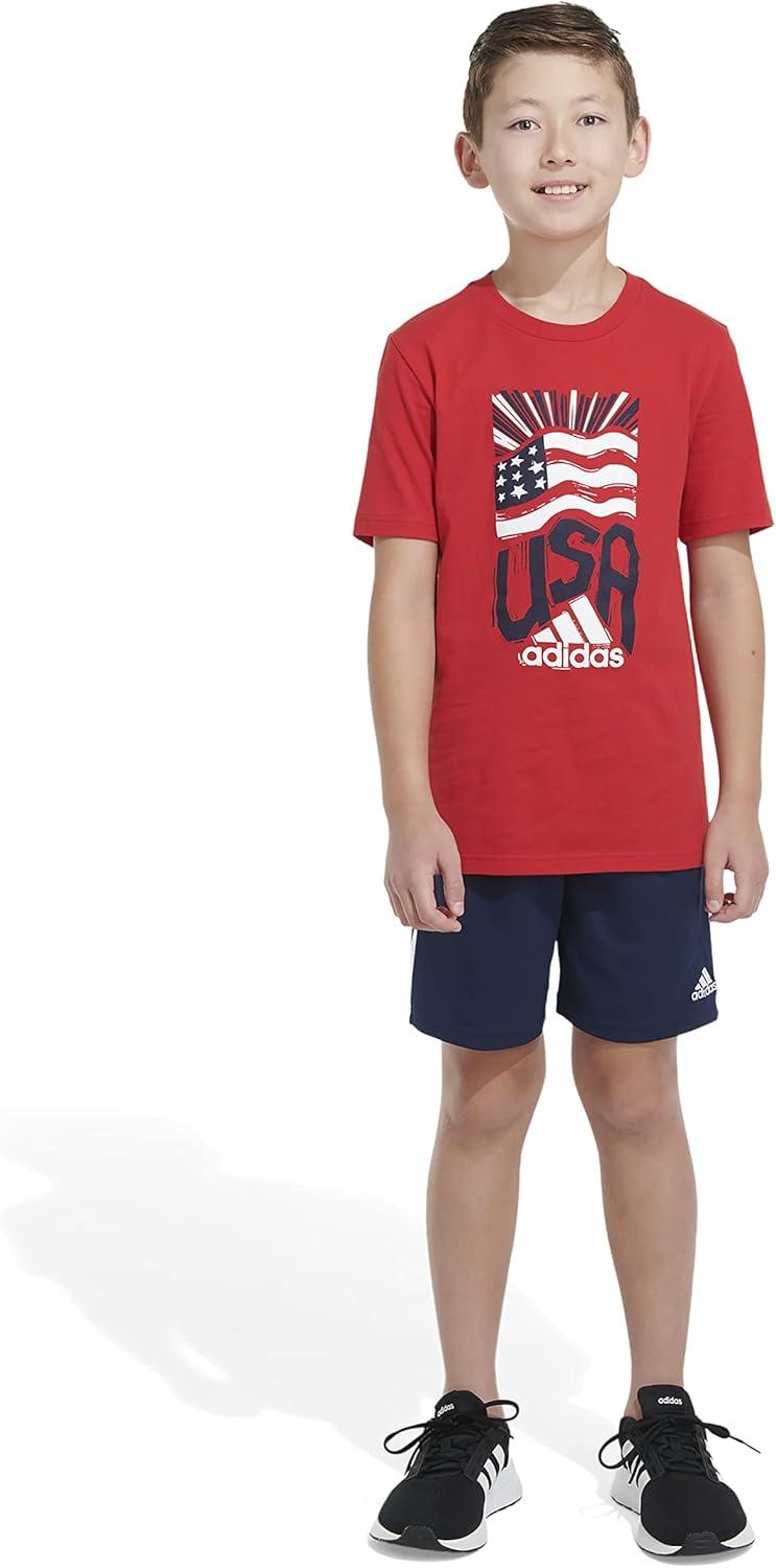image:imageAdidas Boys Short Sleeve Cotton USA Graphic TShirtBetter Scarlet