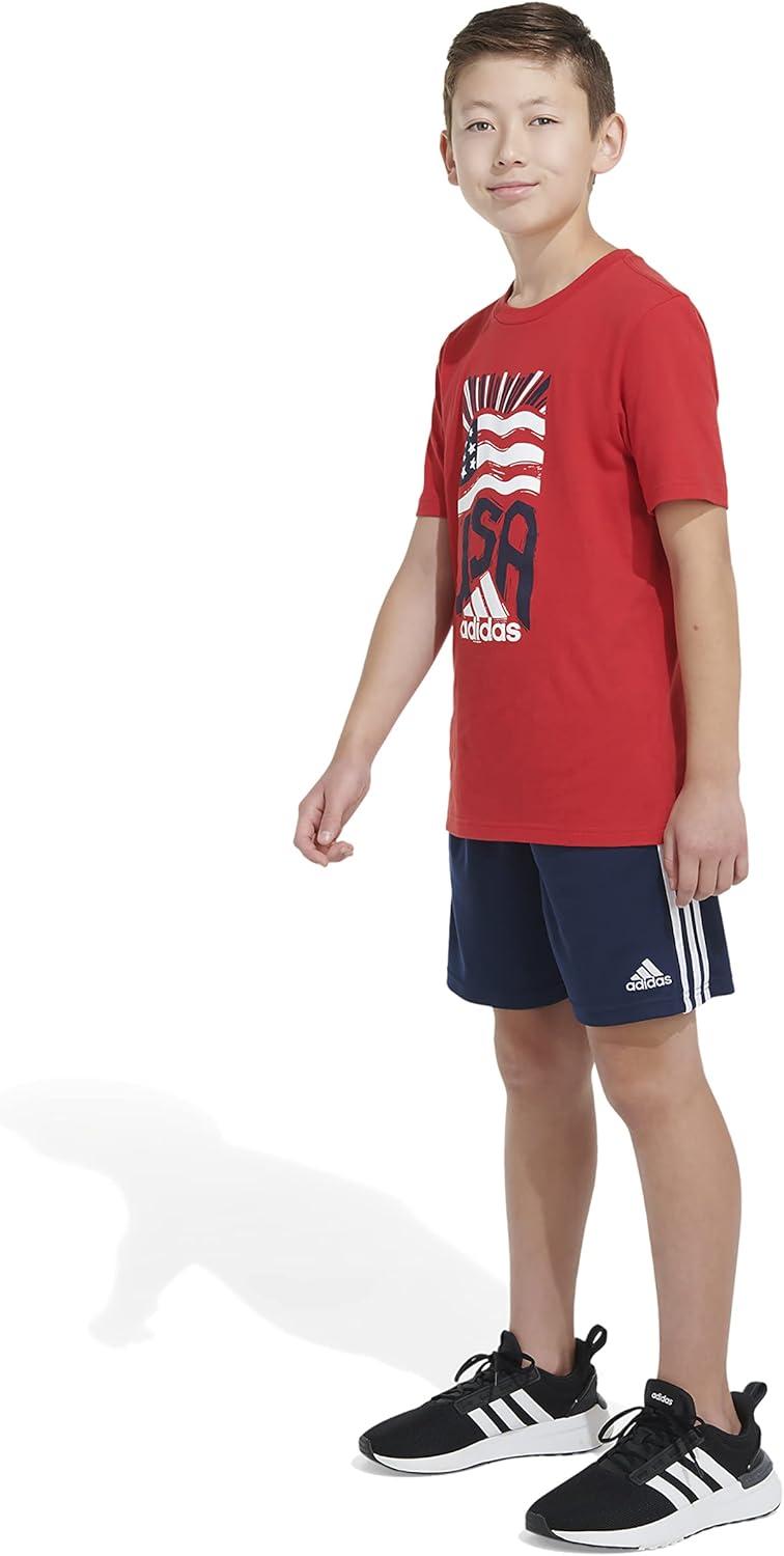 image:imageAdidas Boys Short Sleeve Cotton USA Graphic TShirtBetter Scarlet