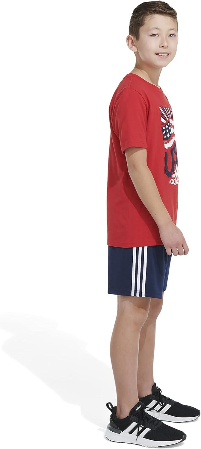 image:imageAdidas Boys Short Sleeve Cotton USA Graphic TShirtBetter Scarlet