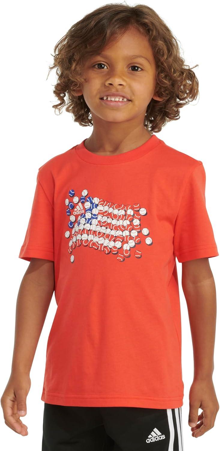 image:imageAdidas Boys Short Sleeve Cotton USA Graphic TShirtBright Red