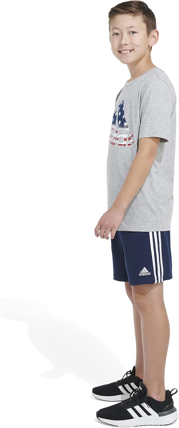 image:imageAdidas Boys Short Sleeve Cotton USA Graphic TShirtGrey Heather With Red